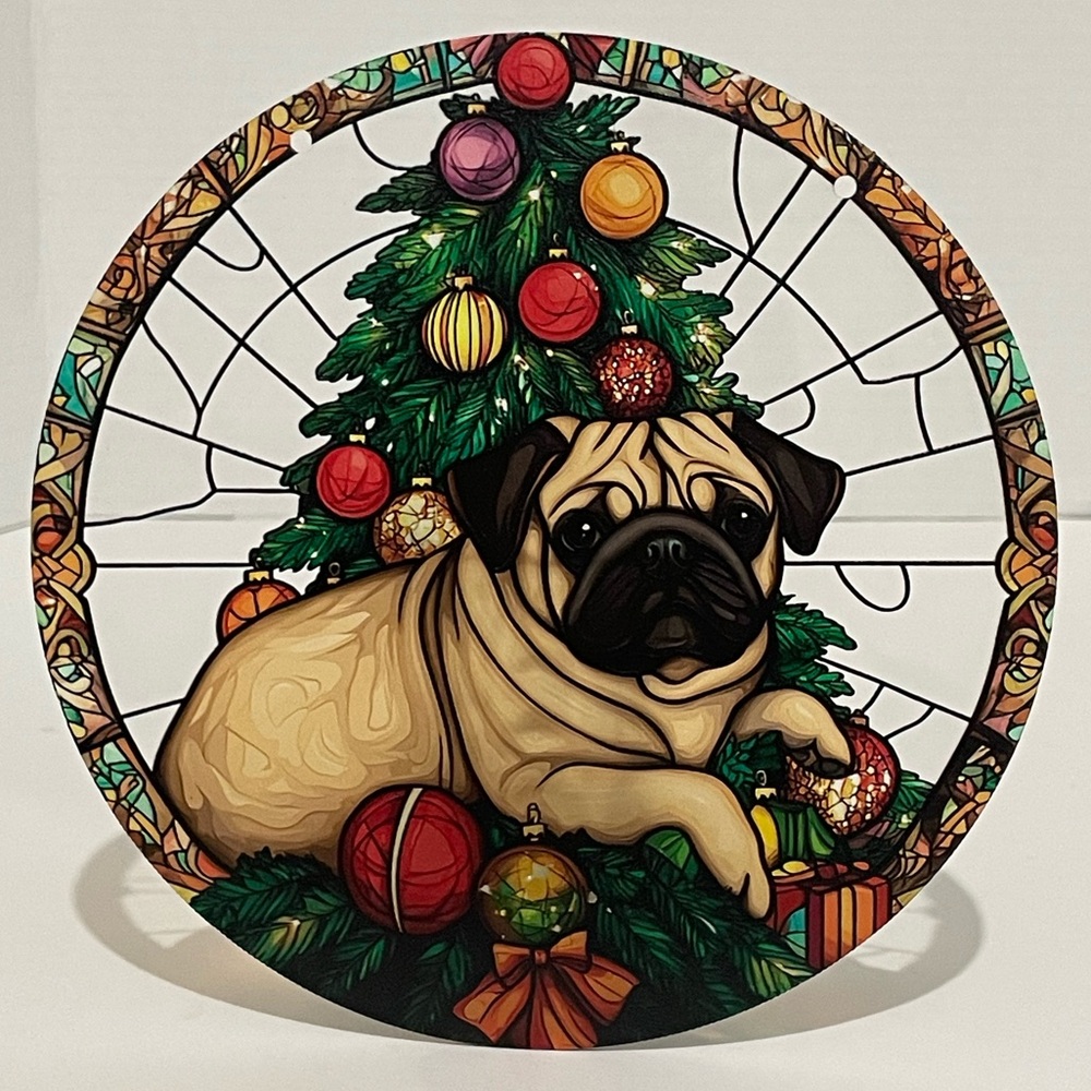 Suncatcher Acrylic Christmas Pug Dog Puppy Home Cabin Decor New Gift
